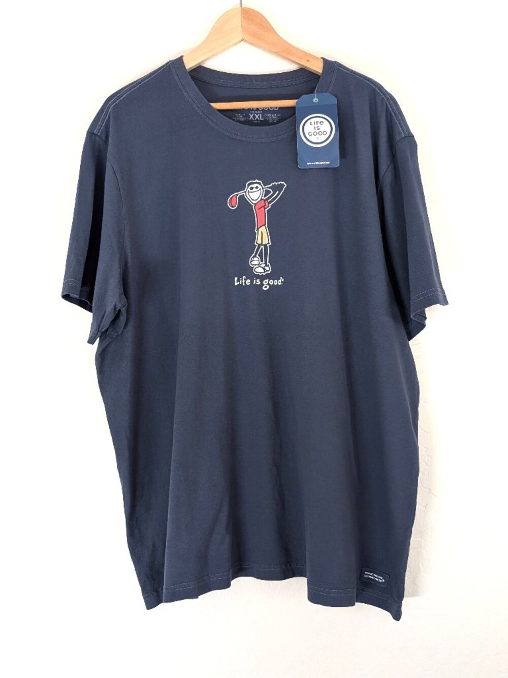 LIFE IS GOOD T Shirt Men's 2XL Blue Crusher Golf Jake Outdoor Short Sleeve